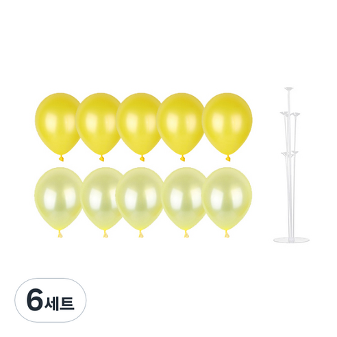 파티쇼 풍선꽂이장식세트 70cm, 옐로우파티, 6세트