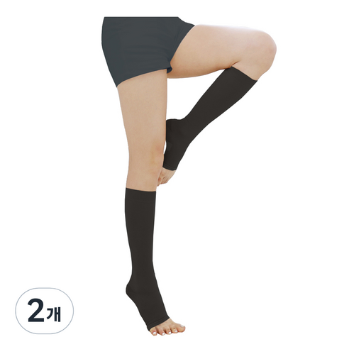 원더워크 의료용압박스타킹 무릎형/발트임 검정색, 2개, 종아리/무릎형