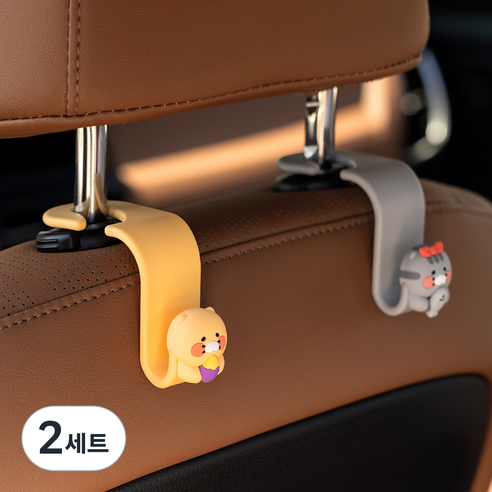 카카오프렌즈 춘식이 삼색냥 차량용 헤드걸이 2종 세트, 2세트, 춘식이, 회색냥