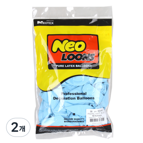 네오룬스 30cm 라운드풍선 50p, 블루, 2개