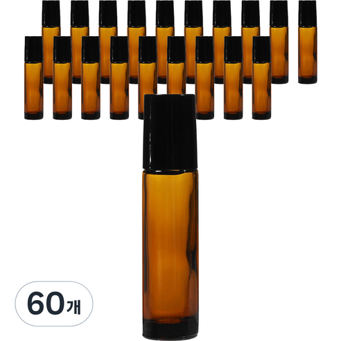 롤온 도톰한 향수 용기 10ml, 블랙(캡) + 브라운(용기), 60개
