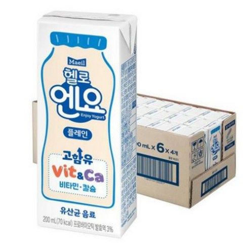 엔요 유산균음료 플레인, 200ml, 24개