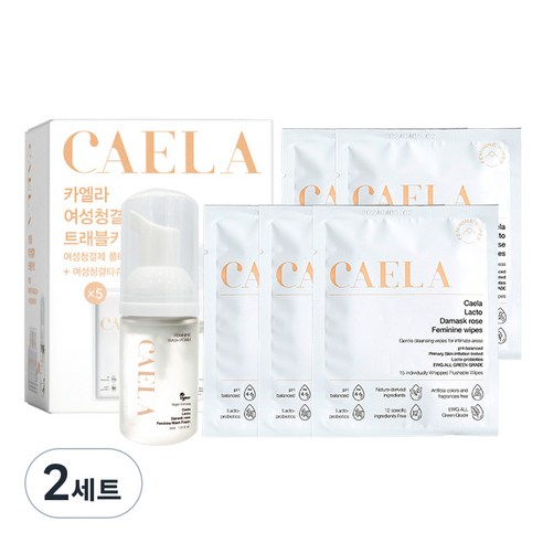 카엘라 여성청결제 폼 30ml + 티슈 5p 트래블 키트 세트, 2세트