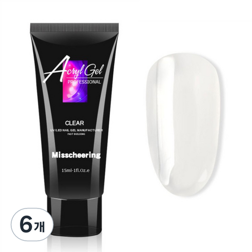스위스녹스 인조 손톱 연장 재료 베이직 폴리젤 15ml, 6개, 클리어