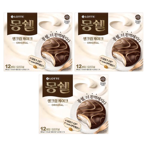 몽쉘 생크림케이크 오리지널 12개입, 408g, 3개
