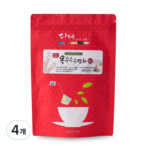다예 옥수수수염차 삼각티백 50p, 0.5g, 50개입, 4개