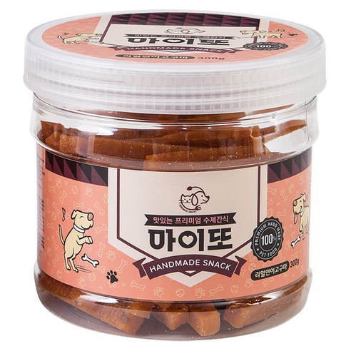 마이또 강아지 수제간식 대용량 300g, 리얼 연어 + 고구마 혼합맛, 1개