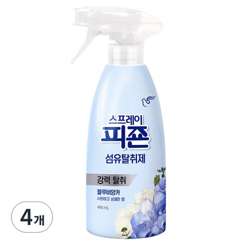 스프레이 피죤 섬유탈취제 강력탈취 오리지널, 490ml, 4개, 블루비앙카