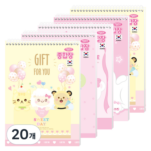 펜피아 3000 무선 여아용 종합장, 랜덤 발송, 20개