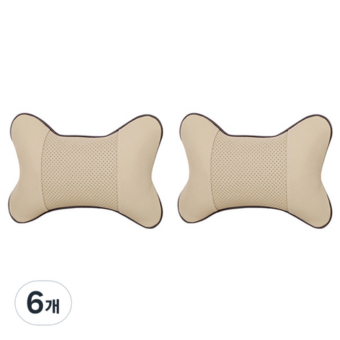 블럭마트 차량용 가죽 목베게 목쿠션 2p, 랜덤 발송, 6개