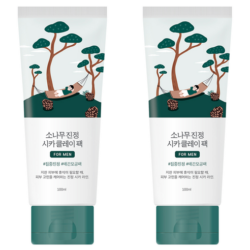 라운드랩 포 맨 소나무 진정 시카 클레이 팩 100ml, 2개, 1개입