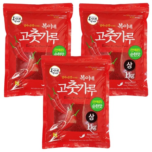 복이네먹거리 중국산 안매운 고춧가루 상 찜용, 1kg, 3개