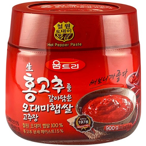 움트리 홍고추를 갈아담은 오대미 햅쌀 고추장, 900g, 1개