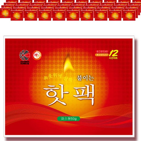 해피데이 붙이는 파스형 핫팩 랜덤 발송 50g, 50개
