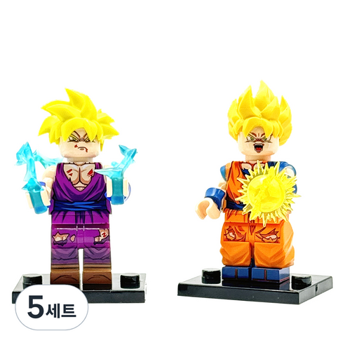 GNBLOCK 드래곤볼 피규어 초사이어인 손오공 + 초사이어인 손오반 세트, 5세트