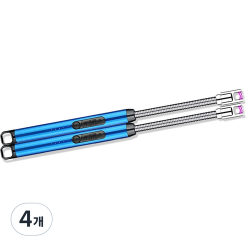 노바리빙 플렉시블 USB 충전식 플라즈마 라이터, 블루, 4개