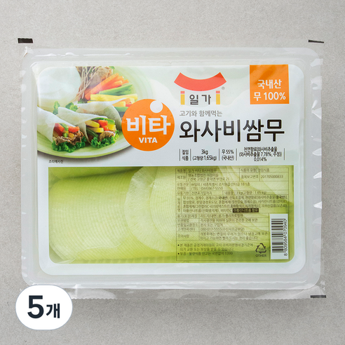 일가 비타 와사비쌈무 3kg 5개 일가집쌈무 일가 비타 와사비쌈무 3kg 5개 일가집쌈무