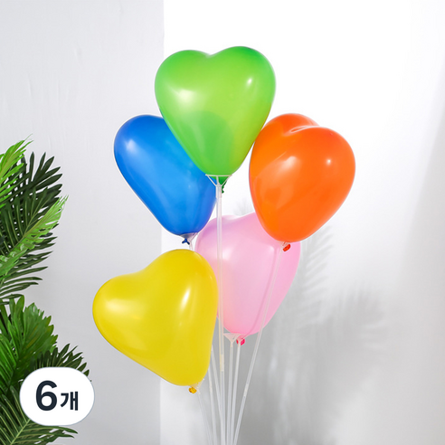 MEO 생일파티 하트 풍선 100p, 혼합색상, 6개