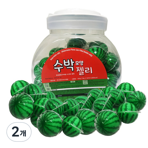 수박 모양 젤리 50p, 900g, 2개