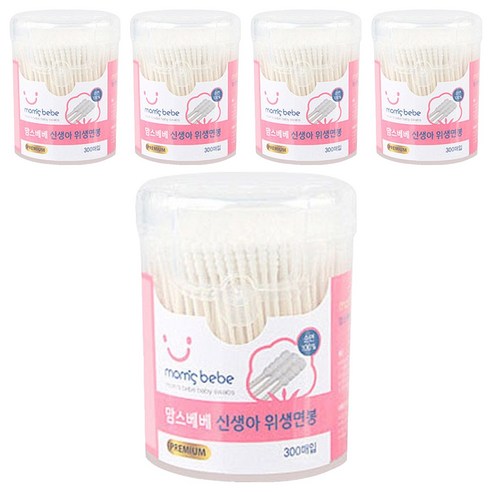 맘스베베 신생아 위생면봉, 300개입, 5개