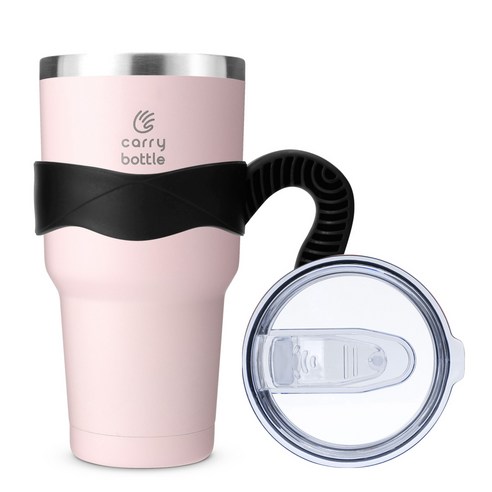 캐리보틀 몬스터 텀블러 + 전용 손잡이 세트, 핑크(텀블러), 블랙(손잡이), 900ml