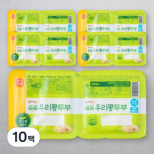 곰곰 국산 우리콩두부, 300g, 10팩
