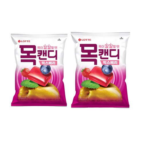 롯데제과 목캔디 믹스베리, 217g, 2개