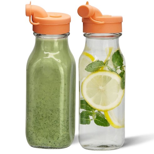 미르 헥사 온오프 사각 보틀 유리병 피치, 500ml, 2개