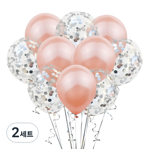 그래다다 파티 장식 풍선 10p 세트, 핑크 + 실버, 2세트