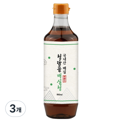 청담골 국내산 매실로 만든 매실청, 3개, 860ml