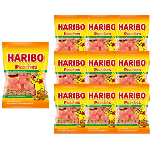 하리보 피치스 젤리 100g, 10개 풍부한 맛과 신선함을 선사하는 일반젤리