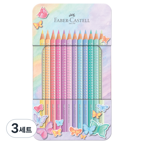 파버카스텔 스파클 색연필 틴 파스텔 세트, 12색, 3세트