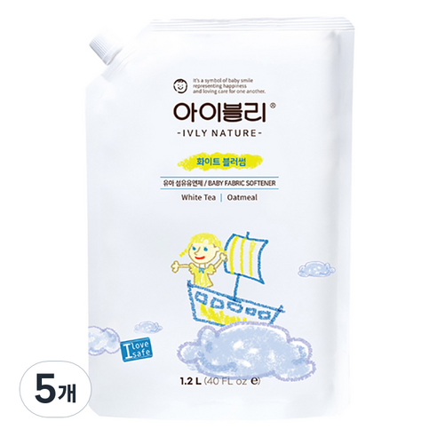 아이블리네이쳐 오트밀 성분 섬유유연제 화이트 블러썸향 본품, 5개