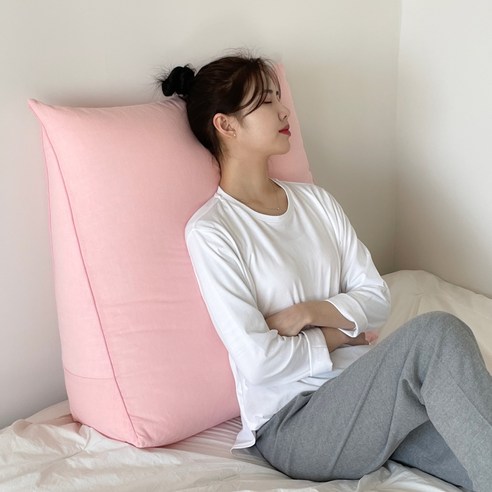 집콕 삼각 등받이 쿠션 캔버스, 핑크