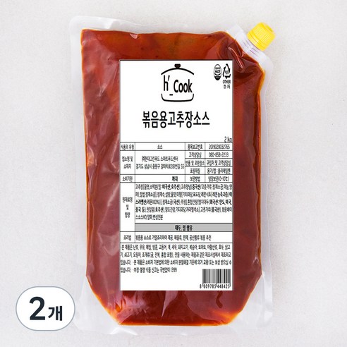 에이치쿡 볶음용 고추장소스, 2kg, 2개