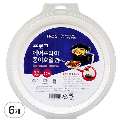 프로그 에어프라이 종이호일 대형 플러스 30매입, 6개