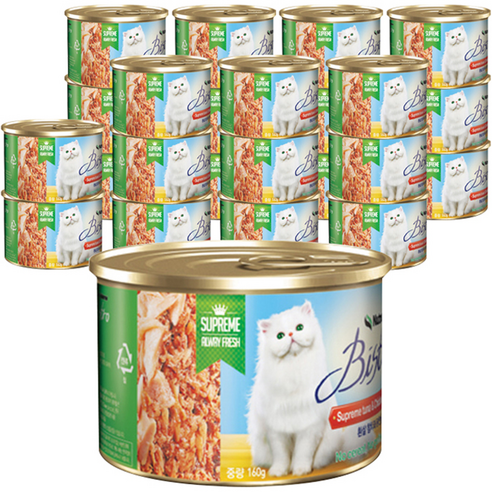 비스트로 고양이용 흰살참치와 닭안심 캔, 흰살참치&닭안심, 160g, 24개입
