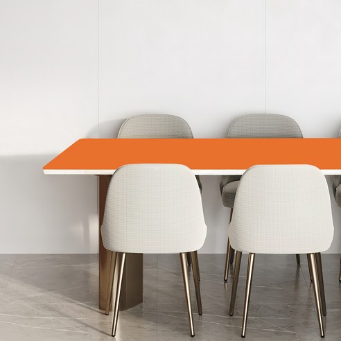 어나더 양면 가죽 방수 식탁보 모서리라운딩5mm, 오렌지 + 라이트브라운, 60 x 100 cm