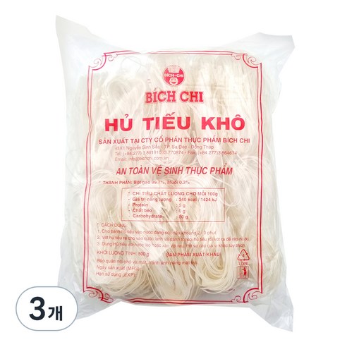 비치치 후티오코 쌀국수면 2mm, 500g, 3개