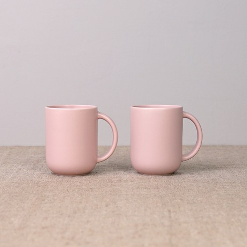 보울보울 국산 레트로라인 핸들머그 360ml, 파우더핑크, 2개