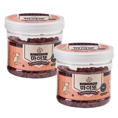 마이또 강아지 수제간식 대용량 300g, 오리고기큐브, 2개