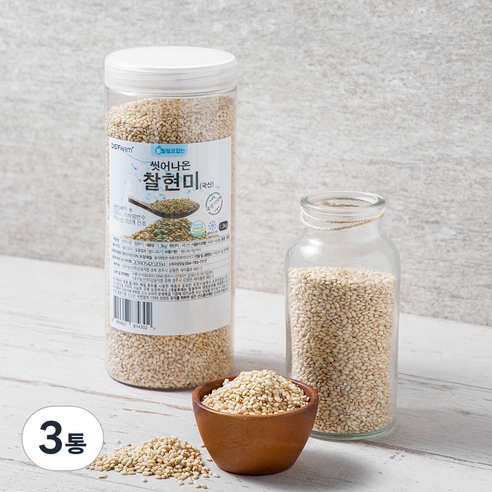 씻어나온 찰현미, 1.3kg, 3통