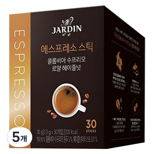 쟈뎅 로얄 헤이즐넛 콜롬비아 수프리모 커피, 30개입, 5개