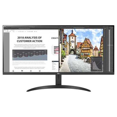 답답한 듀얼 모니터는 이제 안녕! WFHD 울트라와이드 모니터로 넓고 효율적인 작업 환경을 경험하세요.