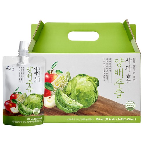 이너셋 사과 품은 양배추즙, 100ml, 24개