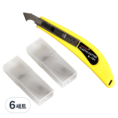 모나코올리브 아크릴 커터 컷팅 칼 + 기본칼날 3p + 추가칼날 20p 세트, 노랑(칼), 6세트
