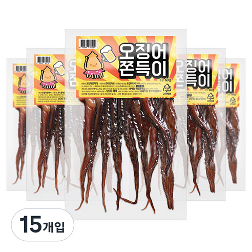 해맑은푸드 오징어 쫀득이, 60g, 15개입