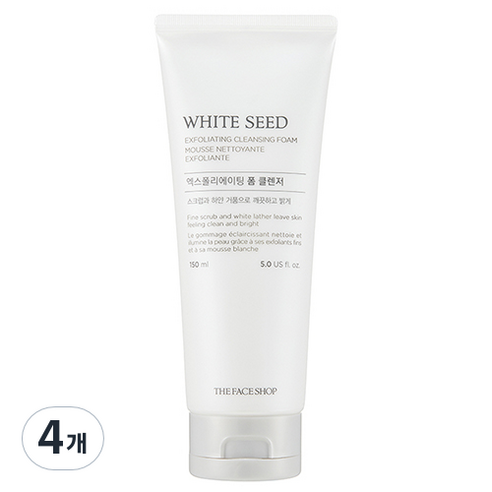 더페이스샵 화이트씨드 엑스폴리에이팅 폼 클렌저, 150ml, 4개