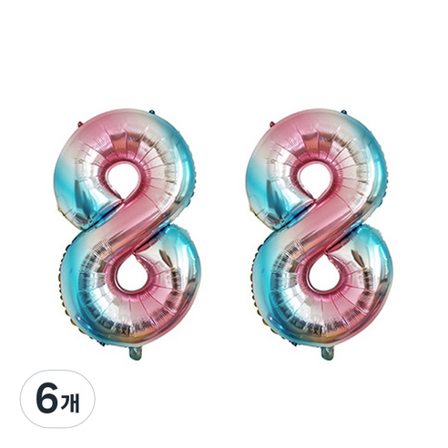 윰스 로즈쿼츠세레니티 디지털 숫자풍선 81cm, 숫자8, 6개