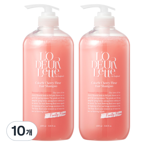 로더렛 컬러 핏 체리 플뢰르 헤어 샴푸 프루티 플로럴 향, 1000ml, 10개